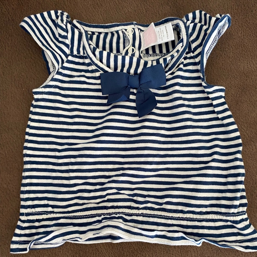 Janie and Jack Navy and White Striped Blouse with Bow